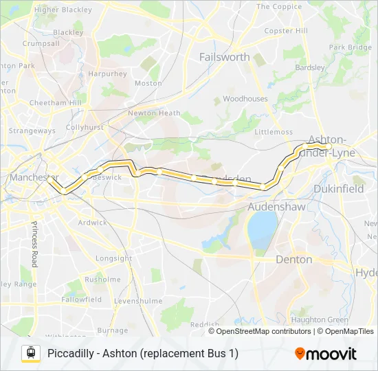 REPLACEMENT BUS 1 Light Rail Line Map