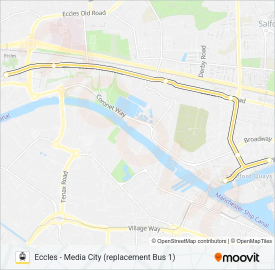 REPLACEMENT BUS 1 Light Rail Line Map