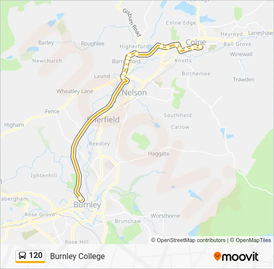 120 Route: Schedules, Stops & Maps - Burnley College (Updated)