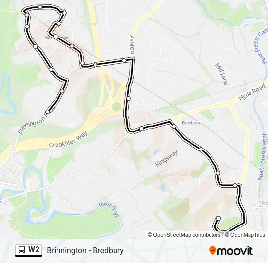 W2 Bus Line Map