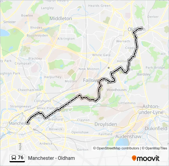 76 Route: Schedules, Stops & Maps - Piccadilly Gardens (Updated)
