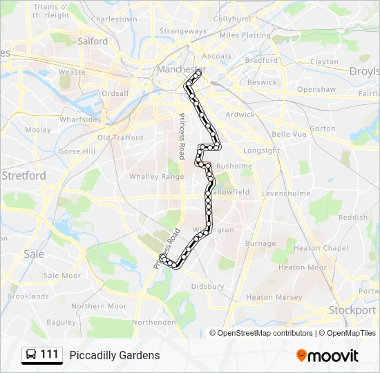 111 Route: Schedules, Stops & Maps - Piccadilly Gardens (Updated)