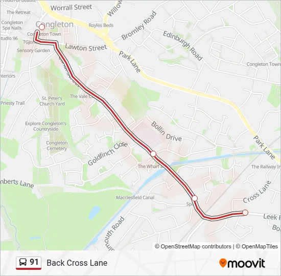 91 Route: Schedules, Stops & Maps - Back Cross Lane (Updated)