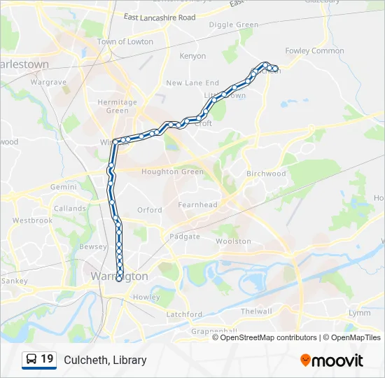 19 Route: Schedules, Stops & Maps - Culcheth, Library (Updated)