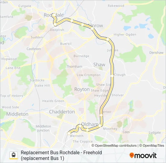 REPLACEMENT BUS 1 Light Rail Line Map