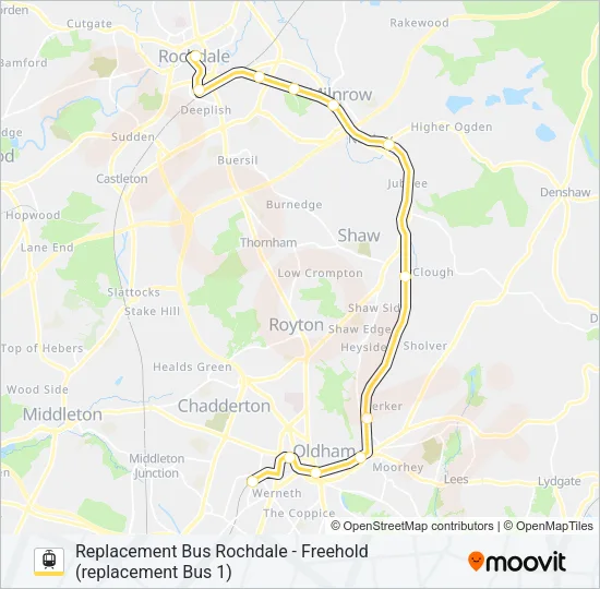 REPLACEMENT BUS 1 Light Rail Line Map