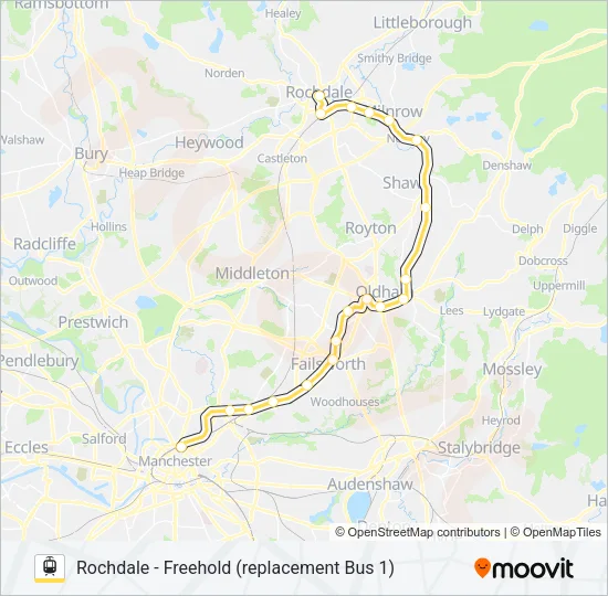 REPLACEMENT BUS 1 Light Rail Line Map