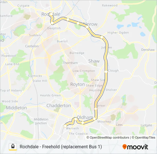 REPLACEMENT BUS 1 Light Rail Line Map