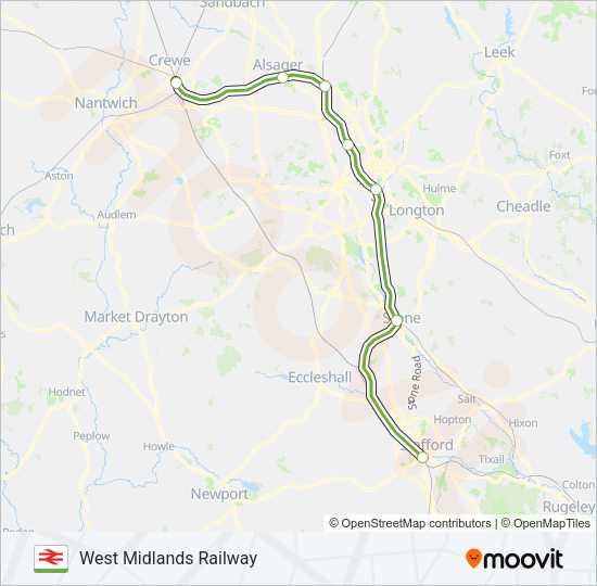 WEST MIDLANDS RAILWAY Train Line Map