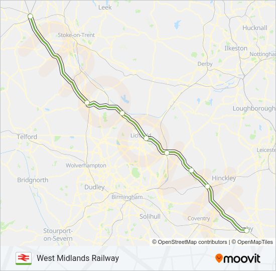 WEST MIDLANDS RAILWAY Train Line Map