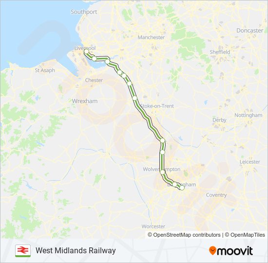 WEST MIDLANDS RAILWAY train Line Map