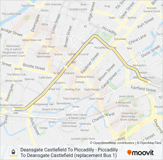 REPLACEMENT BUS 1 Light Rail Line Map