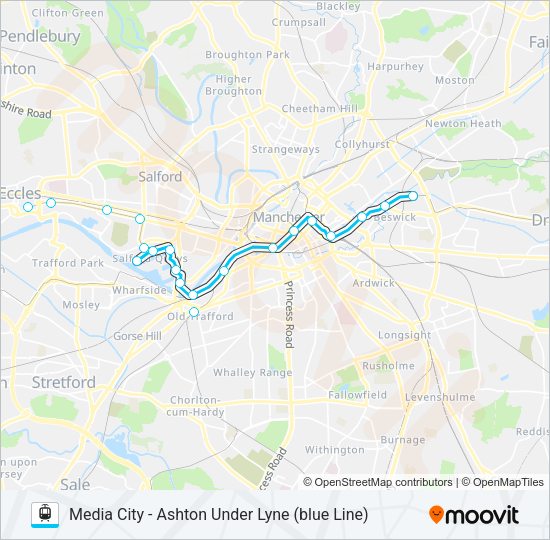 Manchester Metro Map Pdf Blue Line Route: Schedules, Stops & Maps - Etihad Campus (Manchester  Metrolink) (Updated)