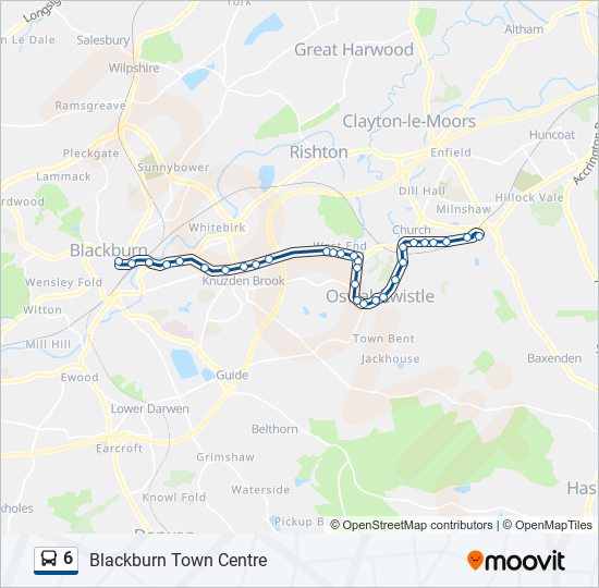 Blackburn Town Centre Map 6 Route: Schedules, Stops & Maps - Blackburn Town Centre (Updated)