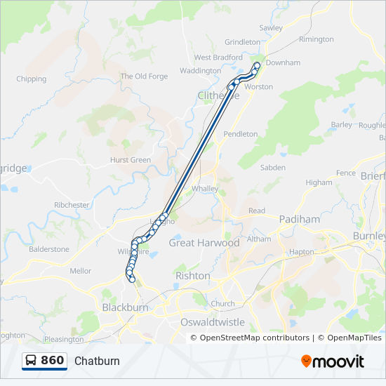 Bus 860 Route Map 860 Route: Schedules, Stops & Maps - Chatburn (Updated)