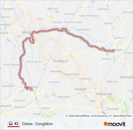 Bus 42 Route Map 42 Route: Schedules, Stops & Maps - Congleton (Updated)