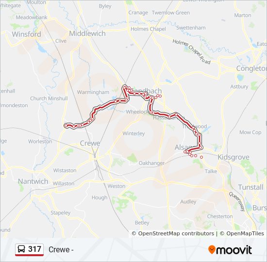 Bus 317 Route Map 317 Route: Schedules, Stops & Maps - Alsager (Updated)