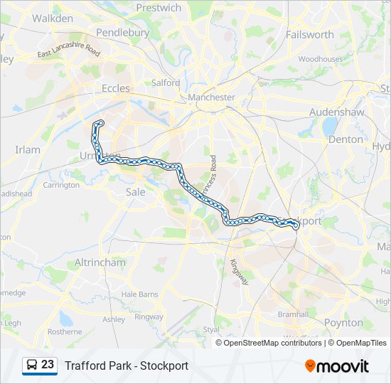 Bus 23 Route Map 23 Route: Schedules, Stops & Maps - The Trafford Centre (Updated)