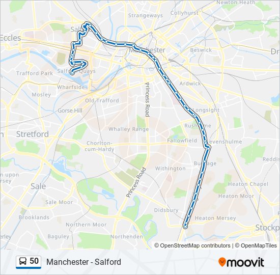 number 50 bus timetable salford