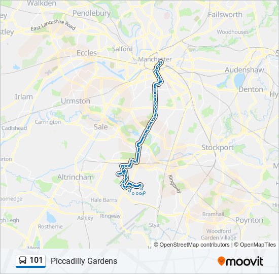 Bus 101 Route Map 101 Route: Schedules, Stops & Maps - Piccadilly Gardens (Updated)