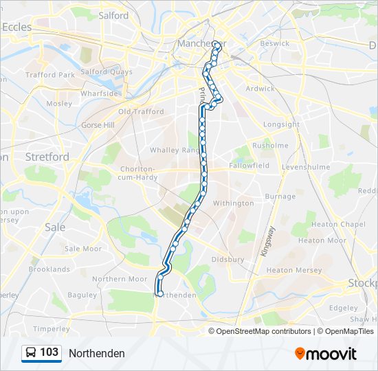 103 Route: Schedules, Stops & Maps - Northenden (Updated)