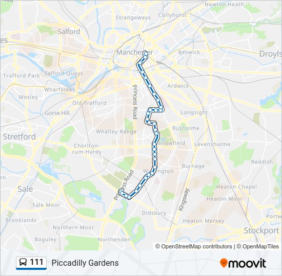 111 Bus Route Schedule 111 Route: Schedules, Stops & Maps - Piccadilly Gardens (Updated)