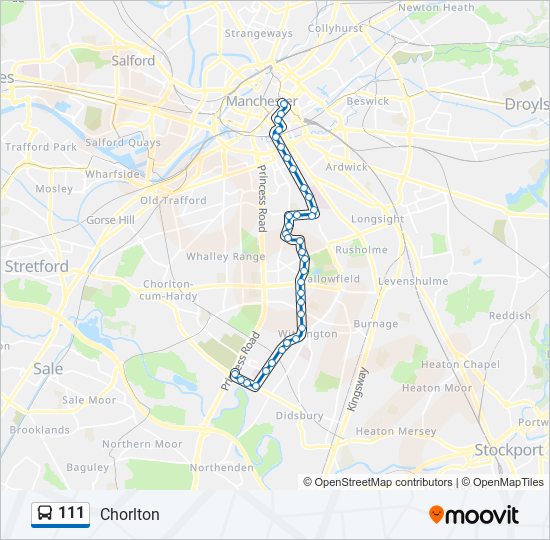 Bus 111 Route Map 111 Route: Schedules, Stops & Maps - Chorlton (Updated)