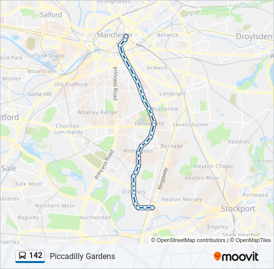 142 Route Schedules, Stops & Maps Piccadilly Gardens (Updated)