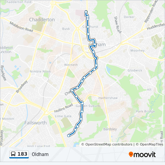 Bus 183 Route Map 183 Route: Schedules, Stops & Maps - Oldham (Updated)