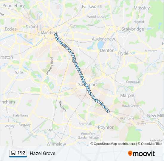 Bus 192 Route Map 192 Route: Schedules, Stops & Maps - Hazel Grove (Updated)