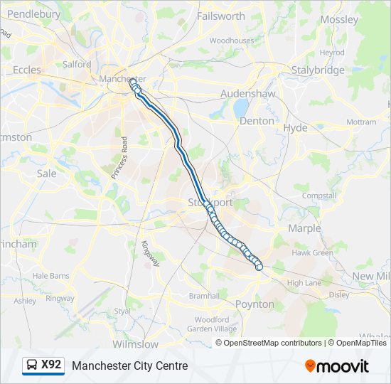 X92 bus Line Map