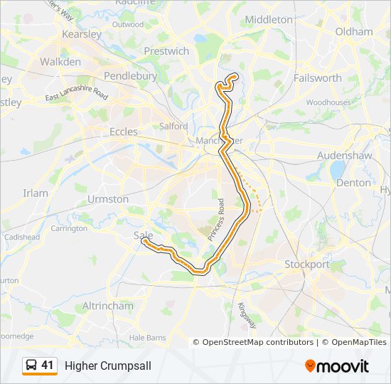 Bus 41 Route Map 41 Route: Schedules, Stops & Maps - Higher Crumpsall (Updated)