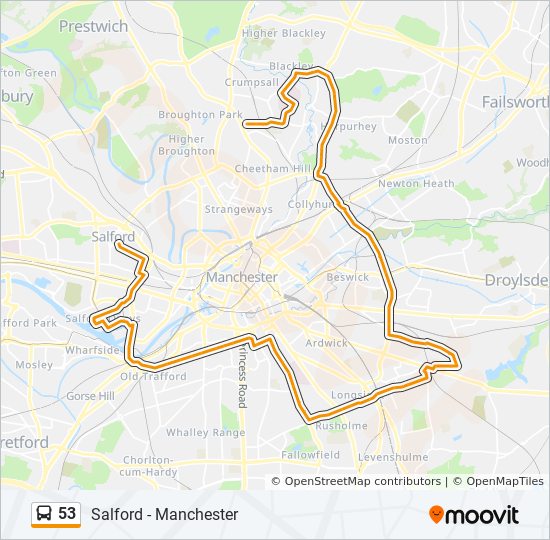 Bus 53 Route Map 53 Route: Schedules, Stops & Maps - Cheetham Hill (Updated)