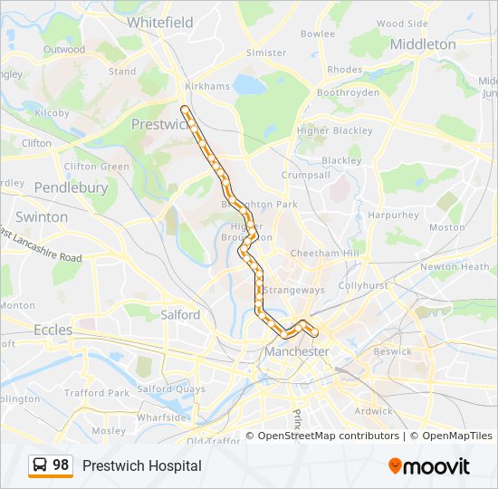 Bus 98 Route Map 98 Route: Schedules, Stops & Maps - Prestwich Hospital (Updated)