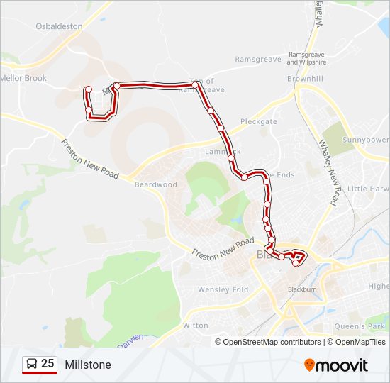 25 Bus Line Map