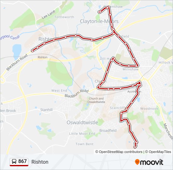 867 bus Line Map