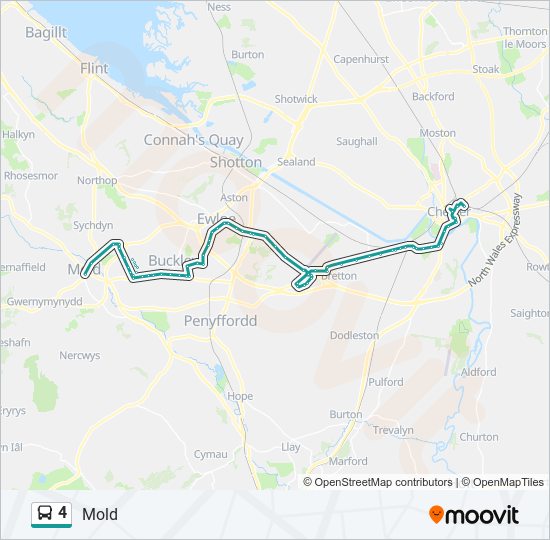 Bus 4 Route Map 4 Route: Schedules, Stops & Maps - Mold (Updated)