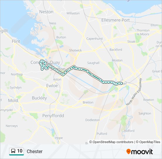 Bus 10 Route Map 10 Route: Schedules, Stops & Maps - Chester (Updated)