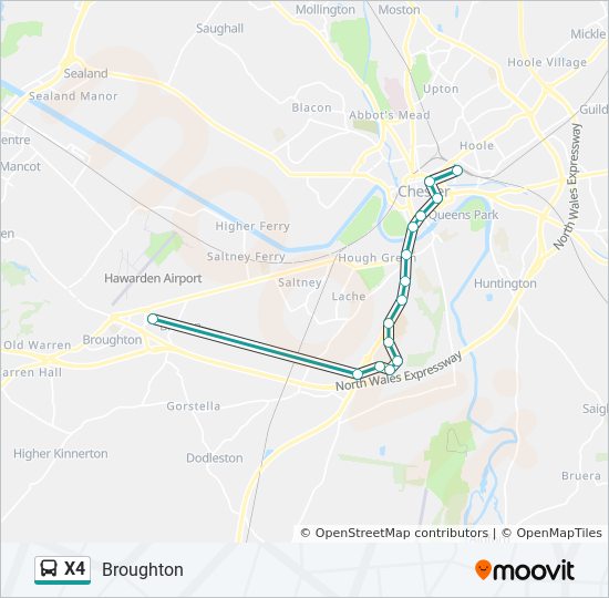 X4 Bus Route Map X4 Route: Schedules, Stops & Maps - Broughton (Updated)