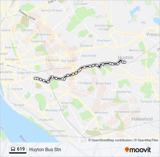 619 Bus Line Map