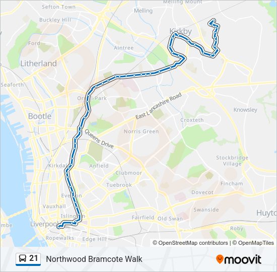 21 Bus Line Map
