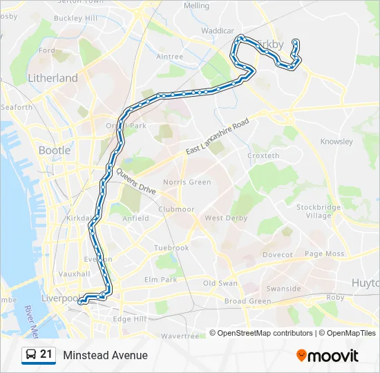First Bus Route 21 21 Route: Schedules, Stops & Maps - Minstead Avenue (Updated)