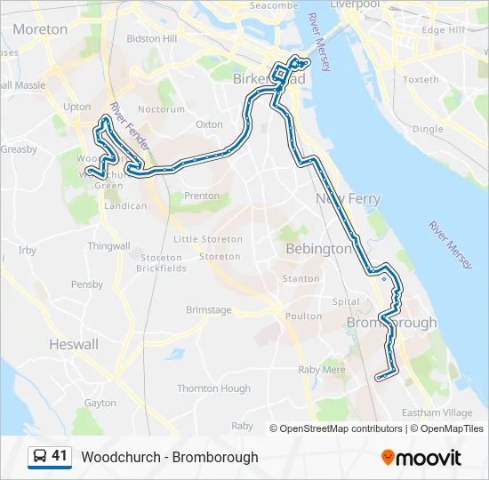 41 Route: Schedules, Stops & Maps - Bromborough, Moreland (Updated)