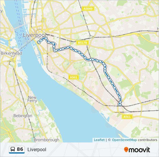 86 Route Schedules, Stops & Maps Liverpool