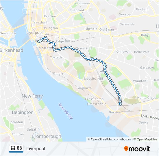 86 Route Schedules, Stops & Maps Liverpool (Updated)