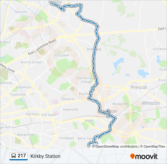 217 bus Line Map