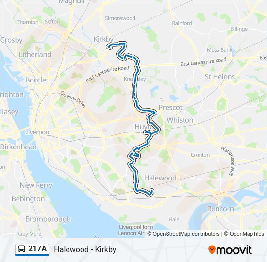 217A Bus Line Map