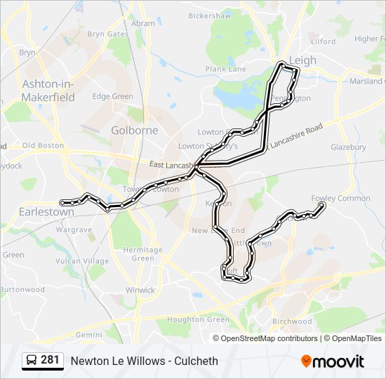 281 bus Line Map