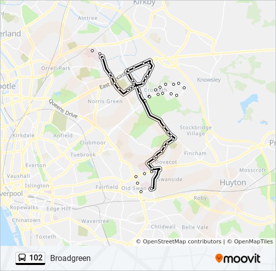 Bus 102 Route Map 102 Route: Schedules, Stops & Maps - Broadgreen (Updated)