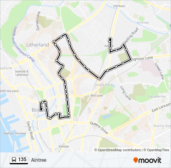 Bus 135 Route Map 135 Route: Schedules, Stops & Maps - Aintree (Updated)